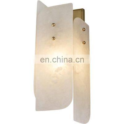 Living Room Alabaster Wall Lamp Creative Luxury Copper Wall Sconce Light for Hotel Villa