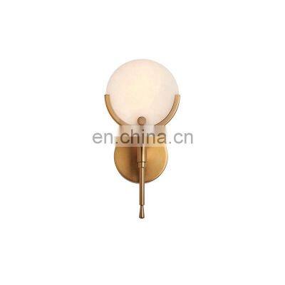 Modern Luxury Wall Lamp For Indoor Bedroom Hotel Room Brass Alabaster Sconce Wall Light photo-2