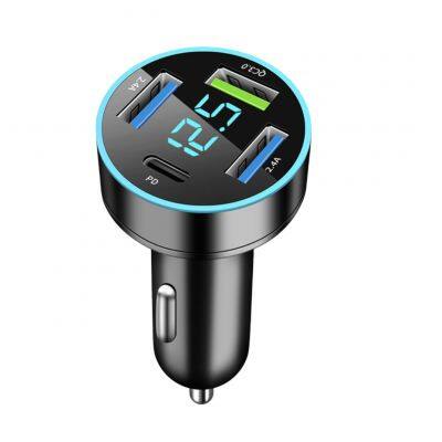 66W 4 Ports USB Car Charger Fast Charging PD Quick Charge 3.0 USB C Car Phone Charger Adapter