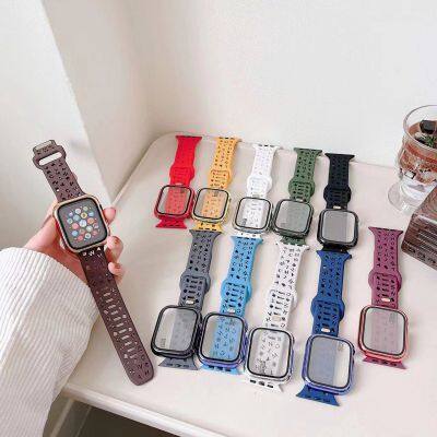 Fajas de reloj de cobertura esqueletizada con letras de silicona 2 en 1 para Apple Watch Series Ultra 8 9 7 Pulsera