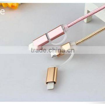 Braid Nylon Double Plug Data Cable for Iphone & Android Phone photo-3