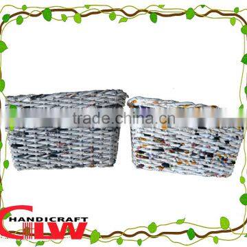 Eco-friendly feature sundries use paper storage basket made of waste newspaper