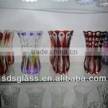 Tall colored glass vase for wedding