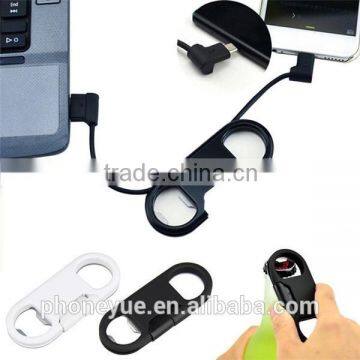 multi-function bottle opener keychain 2 in 1 usb charger cable for iphone