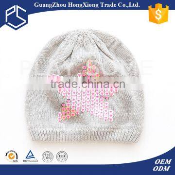 Blank cute fashion sequin knitted custom winter hats