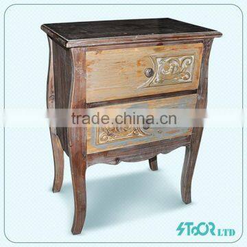 Handmade antique tea table wood cabinet 2 drawer sale