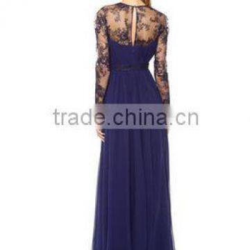 Women's Lovely Blue V-Neck Solid Chiffon