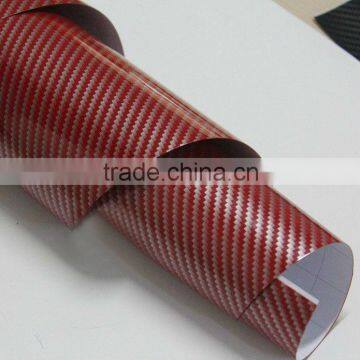 1.27*30m High glossy 2D carbon fiber film withou air drains Red color