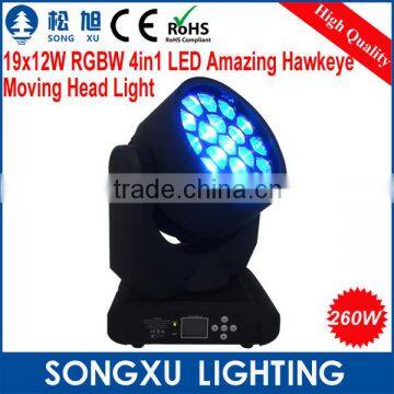 hot 19x12w rgbw 4in1 hawkeye moving head led stage light bee eye light                        
                                                Quality Choice