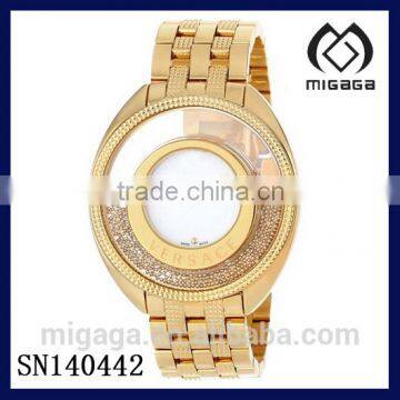 fashion 22 carat gold plating brass watch/ golden vacuum plating brass watch