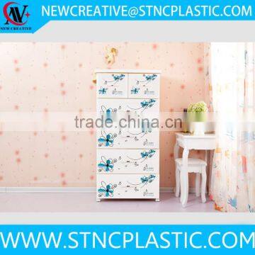 bedroom lockable plastic storage wardrobe 4 layer