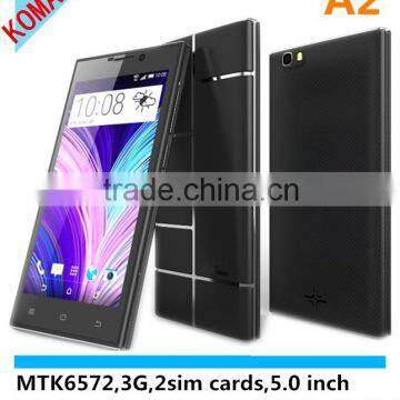 KOMAY MTK6572 RAM 512MB, ROM 4G,Dual sim,3G android os phone A2 with cheap price smart phone