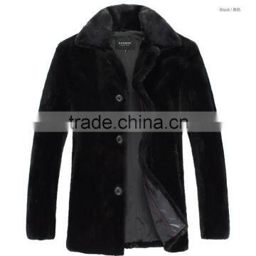 MK14014 Men Mink Fur Coat Button Closed