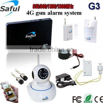 DIY wireless ios/android quad band gsm water leakage panic alarm system with wifi camera