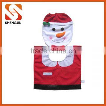 Hot selling christmas snowman toilet seat cover and rug 2pcs set