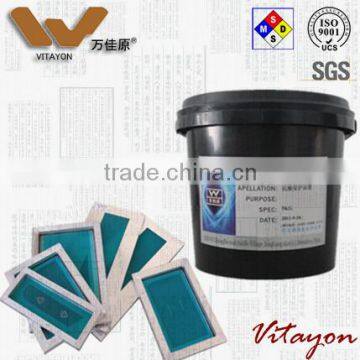 Acid resistant, anti etching photosensitive emulsion for mesh