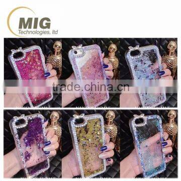 Fashion Colorful plastic quicksand glitter star liquid Cell phone case For iphone 6 plus case For iphone 6s plus case