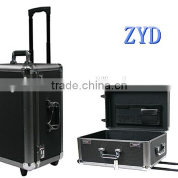 black aluminum trolley case wheeled travel luggage box ZYD-0714