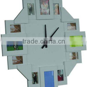 FC1001 wooden wall clock with photo frame