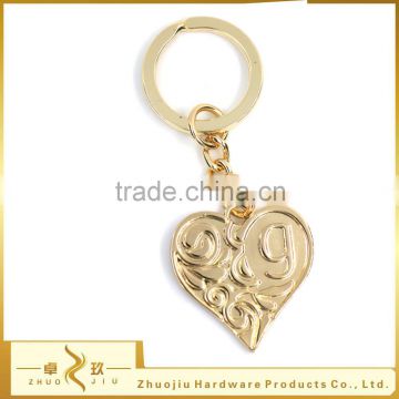 Fashion round hard shape gold metal alloy keychain charm for handbag