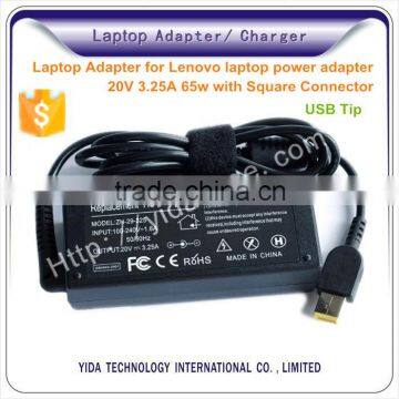 For lenovo AC DC with usb lcd Laptop Adapter for home and car use 20V 3.25A