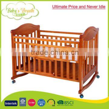 WBC-30 ultimate price and never idle baby rocking crib bed wooden baby cot