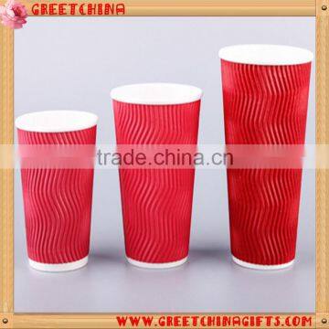 Disposable double layers insulated corrugated paper coffee drinks packing cup with lid                        
                                                Quality Choice