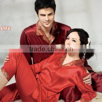 brands fashion couple 100 red silk pajamas for couple