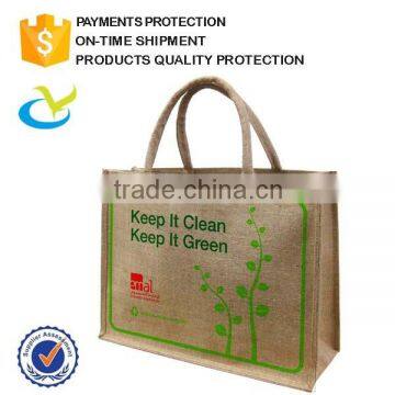 Prices of fashion small plain printed promotional eco friendly handle jute shopping bag