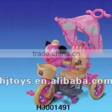 2015 hot popular plastic rocking baby tricycle with push bar and canopy