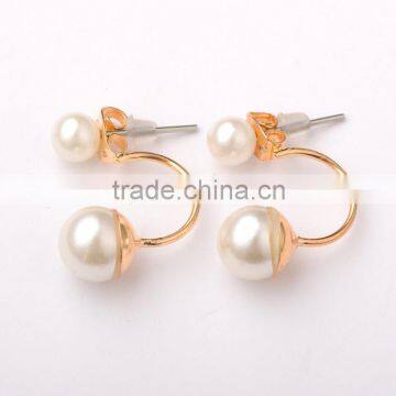 Tragus Earrings Fake Pearl Stud Earring Double Ball Upper Ear Earring(EJEW-JL002-G)