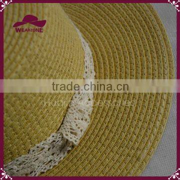 100% Paper Ladies Summer Hat Straw Boater Hat With Lace Quality Choice photo-3