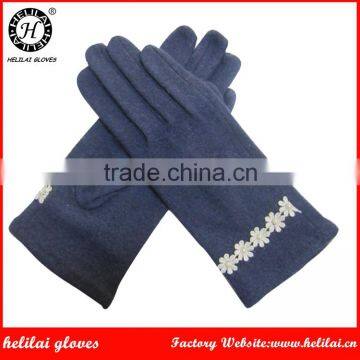 New Hot Selling Warm Ladies Navy Color Woolen Gloves Women Lace winter Woolen GLoves