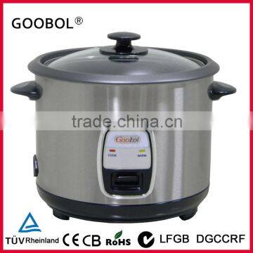 Stainless Steel Body Glass Lid Nonstick Coating Useful Straight Rice Cooker VDE Plug