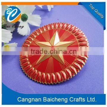 nice round red star metal badge maker with top quality and eco-friendly material for sale supplies custom design for national