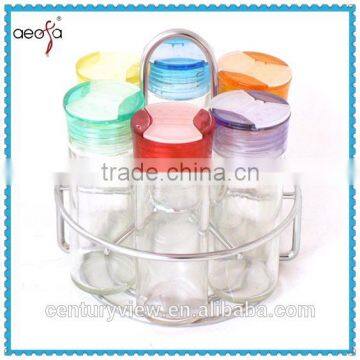 glass condiment set 6 compartment condiment holder