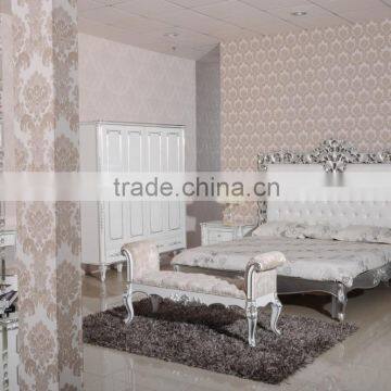 Antique Luxury Rococo European Baroque Bed wedding bedroom furniture