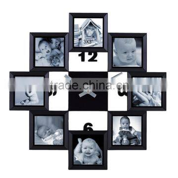 Plastic home decor wall clock photo frame