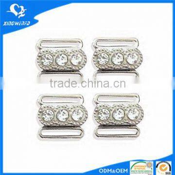 Zinc alloy bra adjuster buckle with rhinestones 12mm