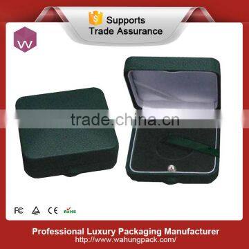 Market Price Rectangle Plastic Deep Green Leather Packaging Box For Coin Medal Storage