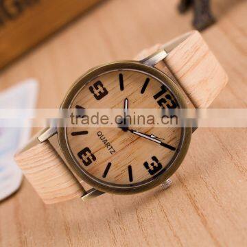 Fashion wirstwatch,imitation wood look leather watch bracelet