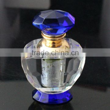 2016 new design blue cap and base crystal bottles with logo