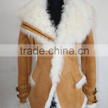 2016 Hot Selling Shipping Fast Lamb Fur Long Coat Sheep Fur Overcoat