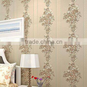 European Pastoral Wallpaper Stripes 3D Non-woven Wallpaper Concrete Wall