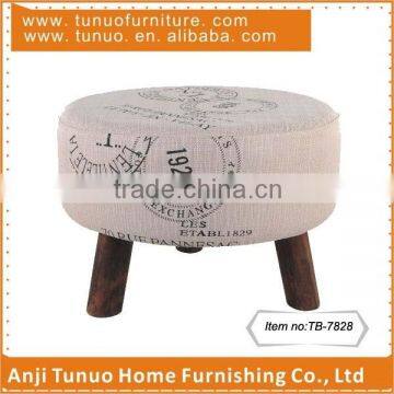 Low round wood stool for child,Detachable seat cover,3 pine wood legs,TB-7828