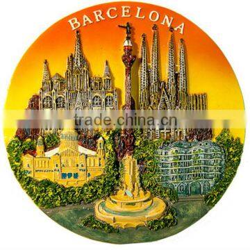 custom souvenir plate Spain. Barcelona Attractions (Diameter 17 cm,