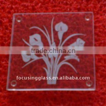 New 4mm thick silk-screen tempered glass drink coaster