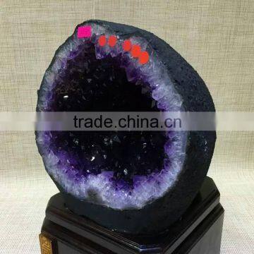 High Quality Natural Brazil Amethyst Geode Purple Quartz Crystal Large Geode for Sale photo-6