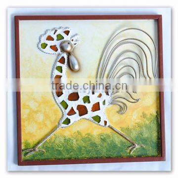 Modern Home Decor Wall Hanging Wrought Iron Animals Cock for Kids House