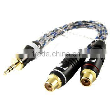 hifi cable 3.5 stereo plug to 2RCA female single crystal